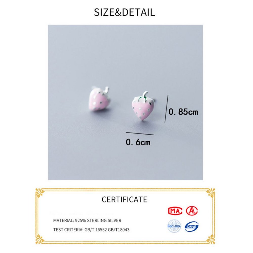 Pink Strawberry Earrings - Picture 8 of 8